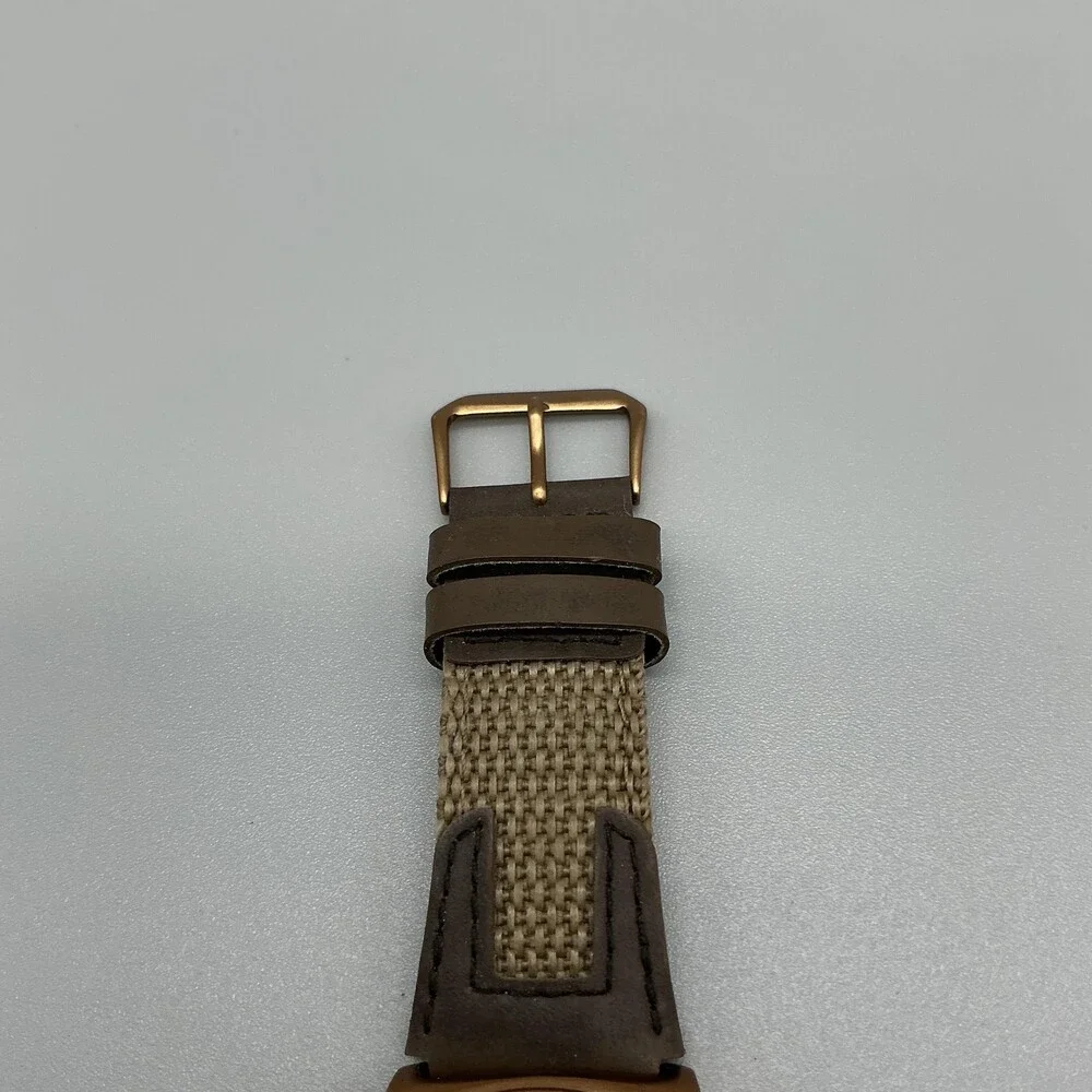Disney Parks Mickey Mouse Mens Watch 38mm Bronze Dial Canvas Strap New Battery